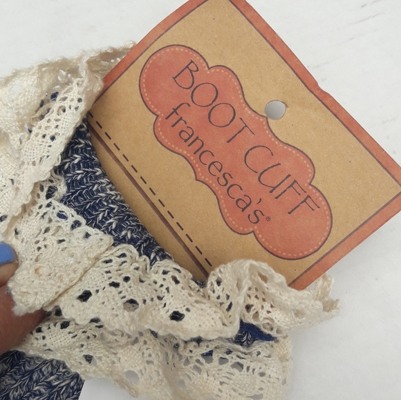 NWT Crocheted Lacy Boot Cuffs Socks Cuff Blue Lace - Picture 3 of 8